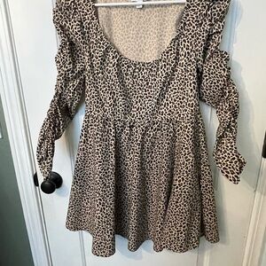 Topshop Beige and Black Leopard Print Dress
